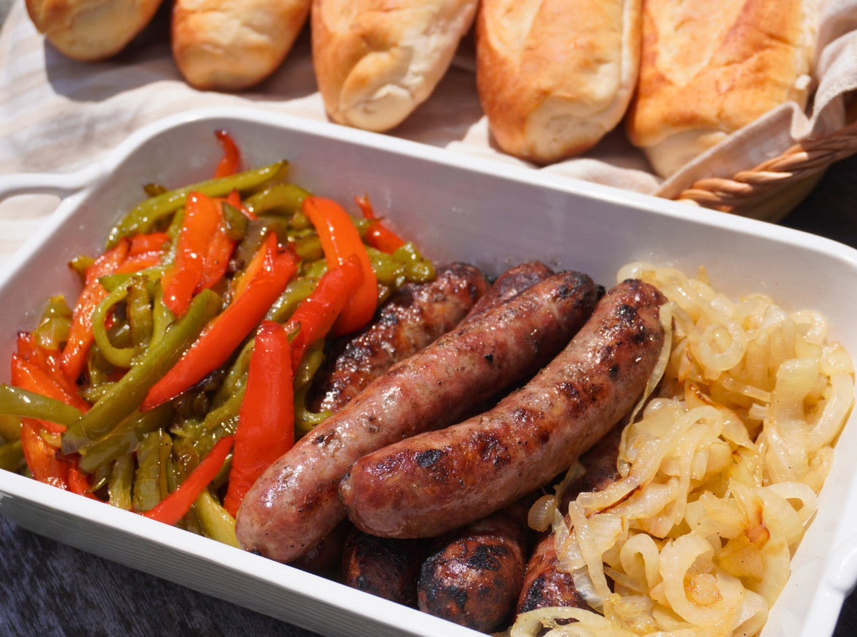 Grilled Sausage, Peppers and Onions