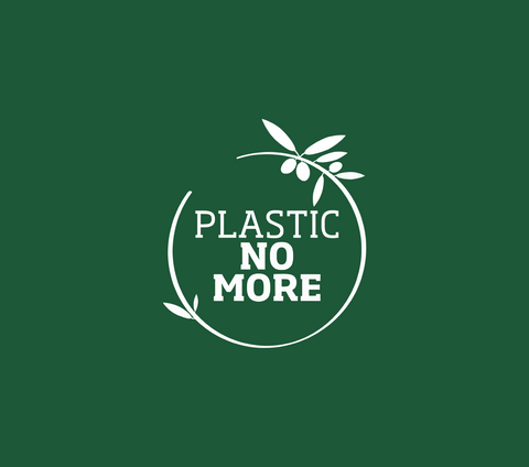 Logo with 'Plastic No More' text on a green background
